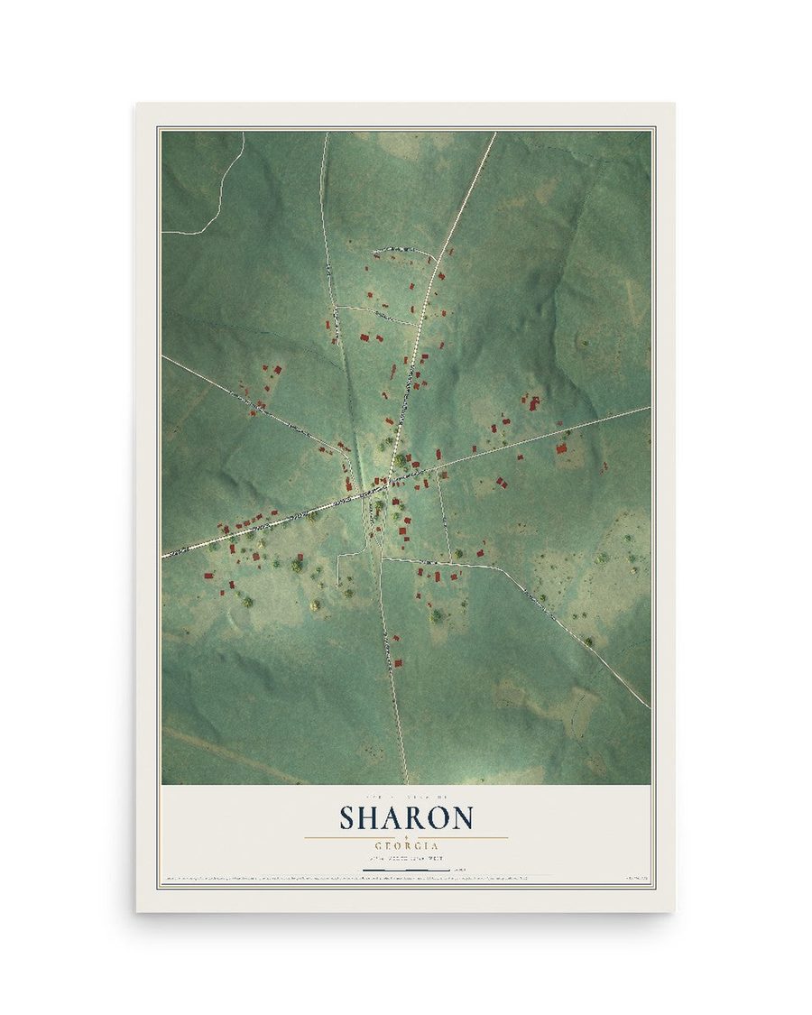 Sharon, Georgia map print, 12 x 18 in, print only