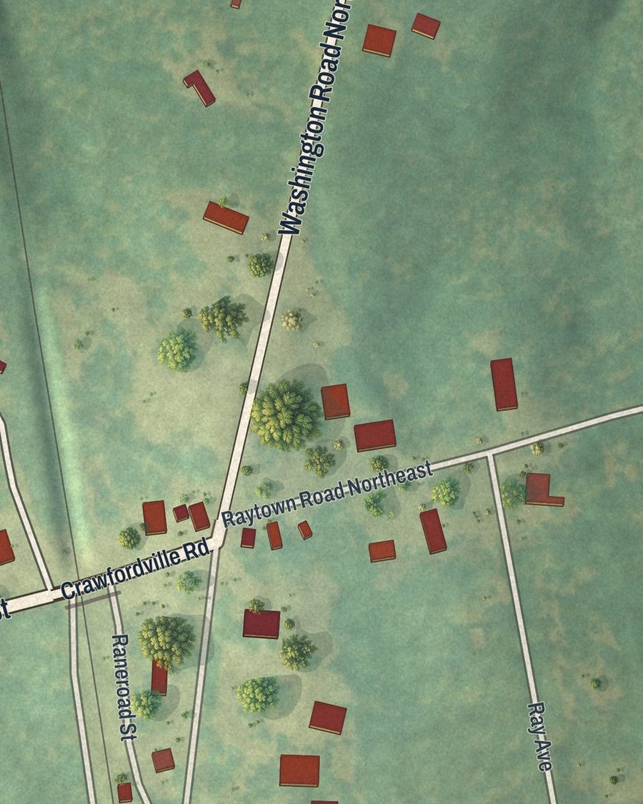 Close-up of Sharon streets on the map
