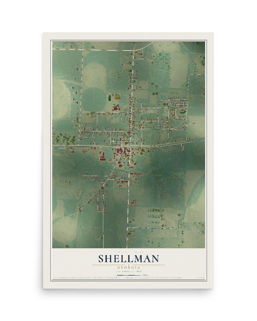 Shellman, Georgia map print, 12 x 18 in, print only