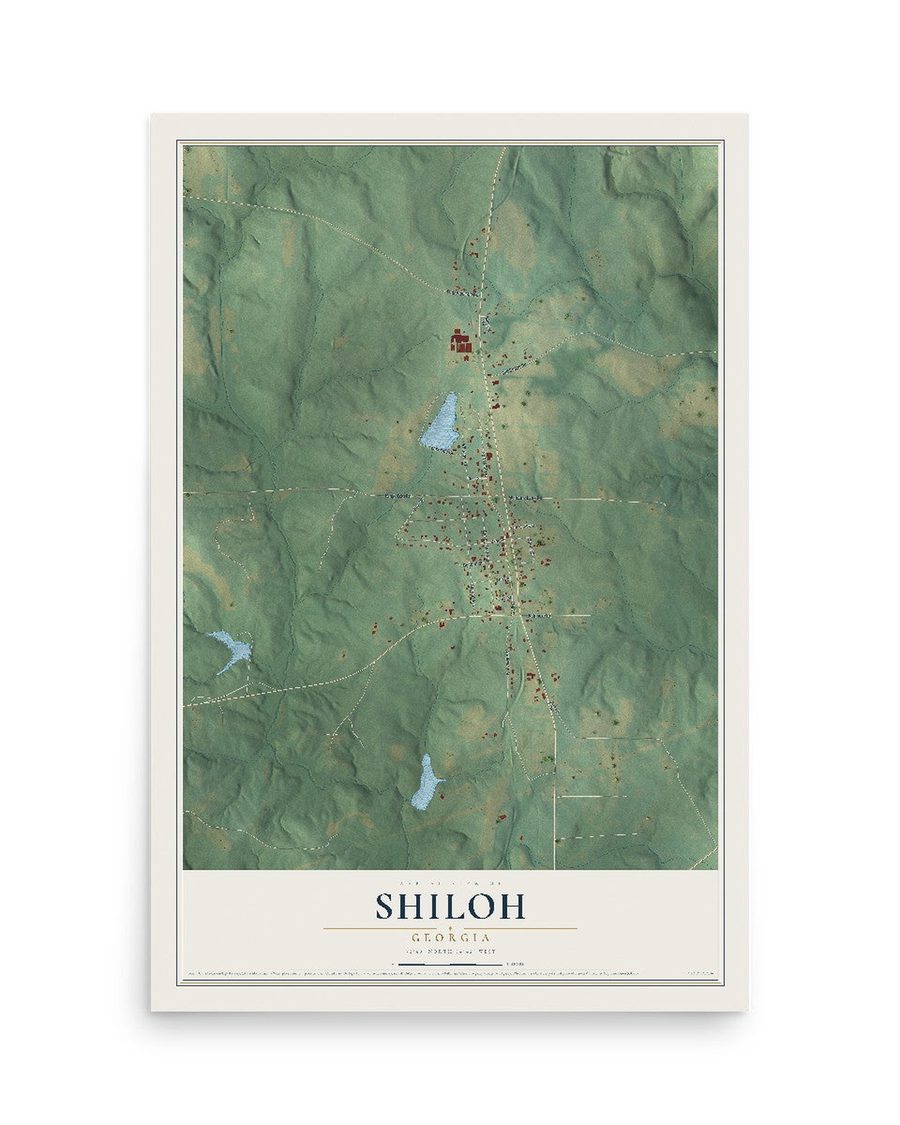 Shiloh, Georgia map print, 12 x 18 in, print only