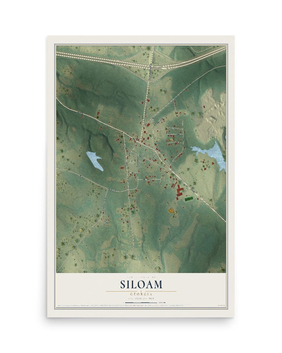 Siloam, Georgia map print, 12 x 18 in, print only
