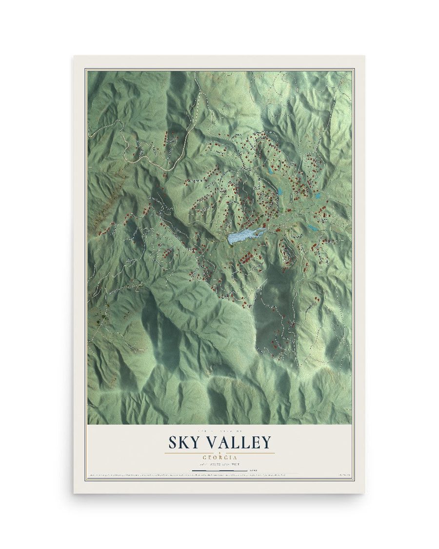 Sky Valley, Georgia map print, 12 x 18 in, print only