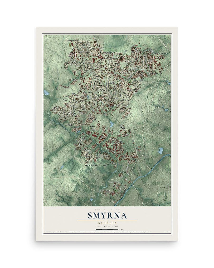 Smyrna, Georgia map print, 12 x 18 in, print only