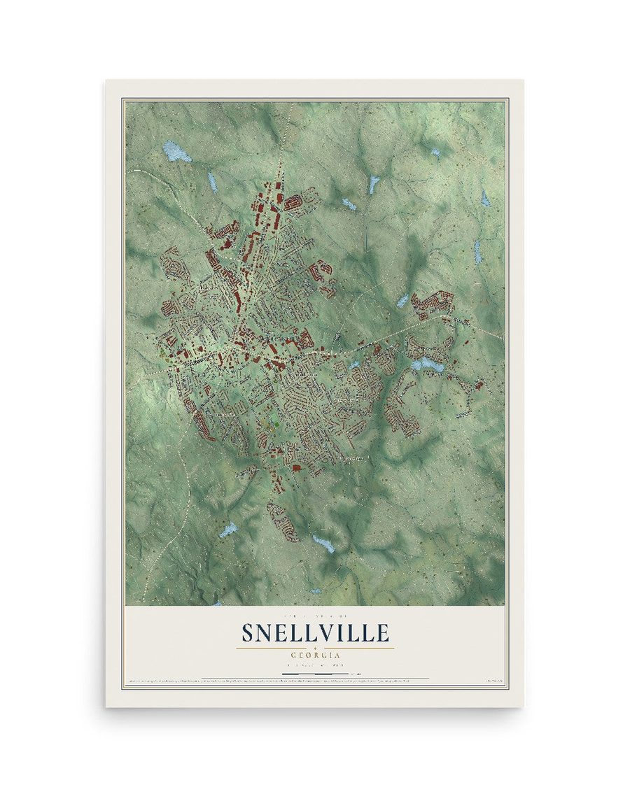 Snellville, Georgia map print, 12 x 18 in, print only