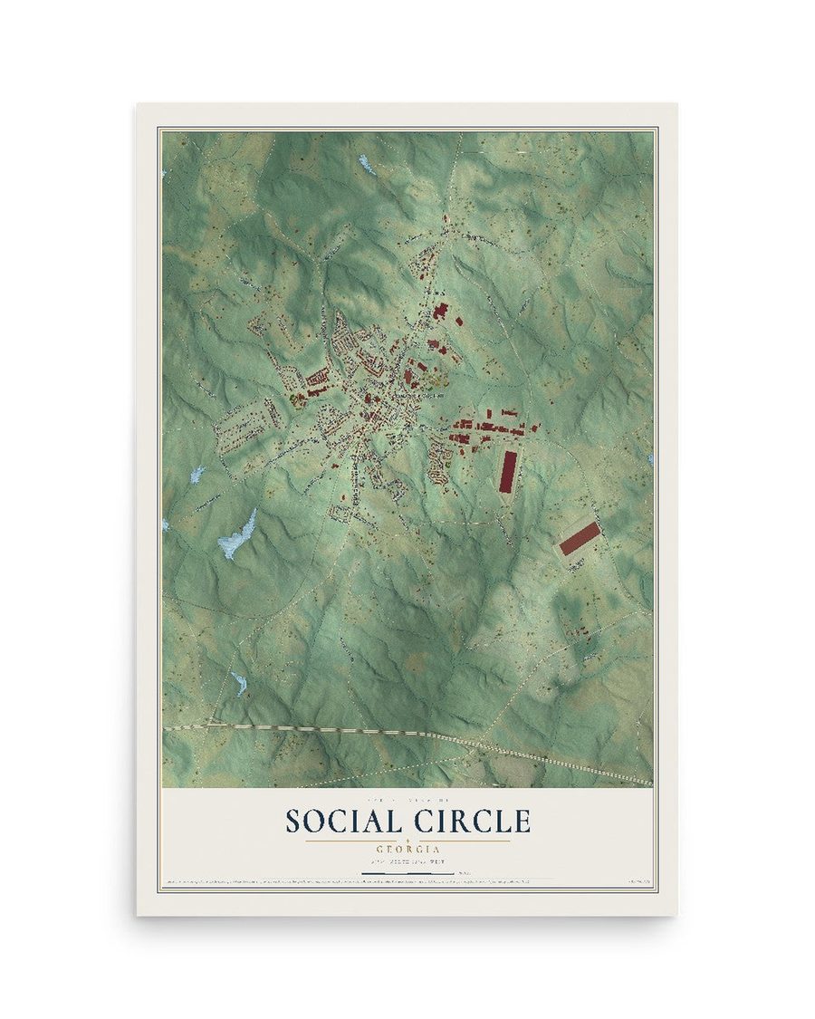 Social Circle, Georgia map print, 12 x 18 in, print only