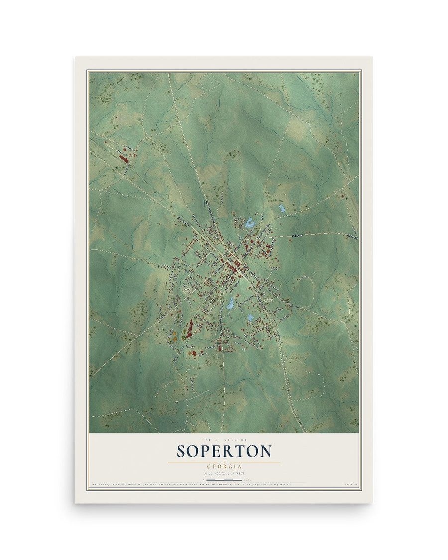Soperton, Georgia map print, 12 x 18 in, print only