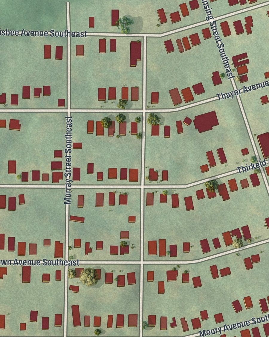 Close-up of South Atlanta streets on the map