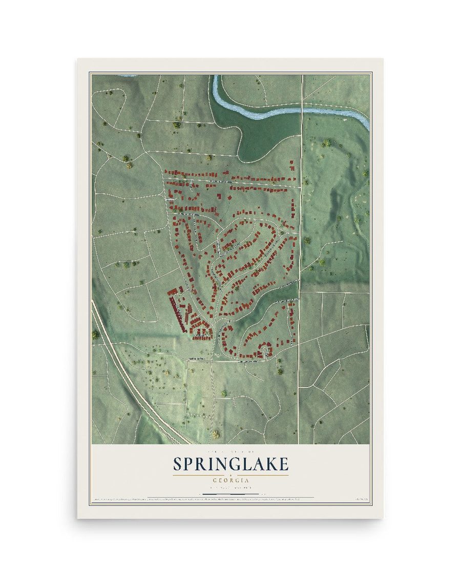 Springlake, Georgia map print, 12 x 18 in, print only