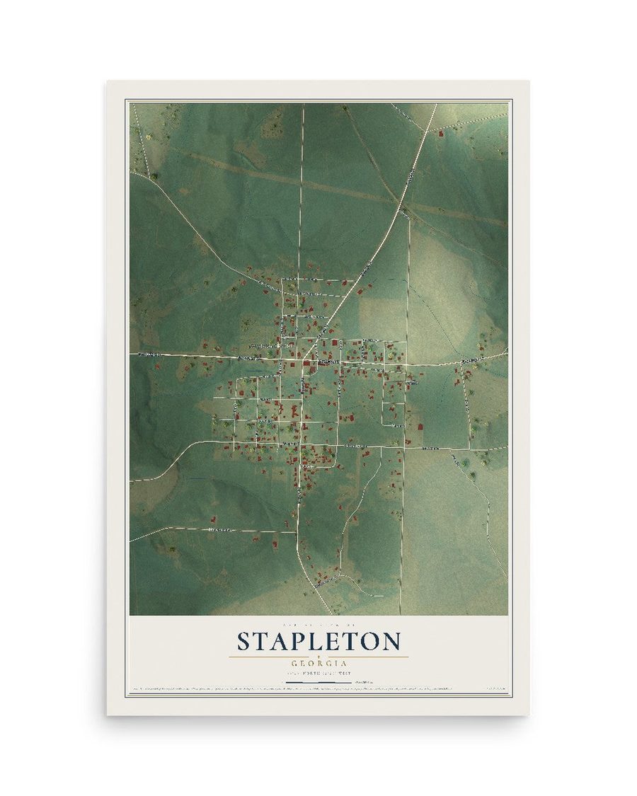 Stapleton, Georgia map print, 12 x 18 in, print only