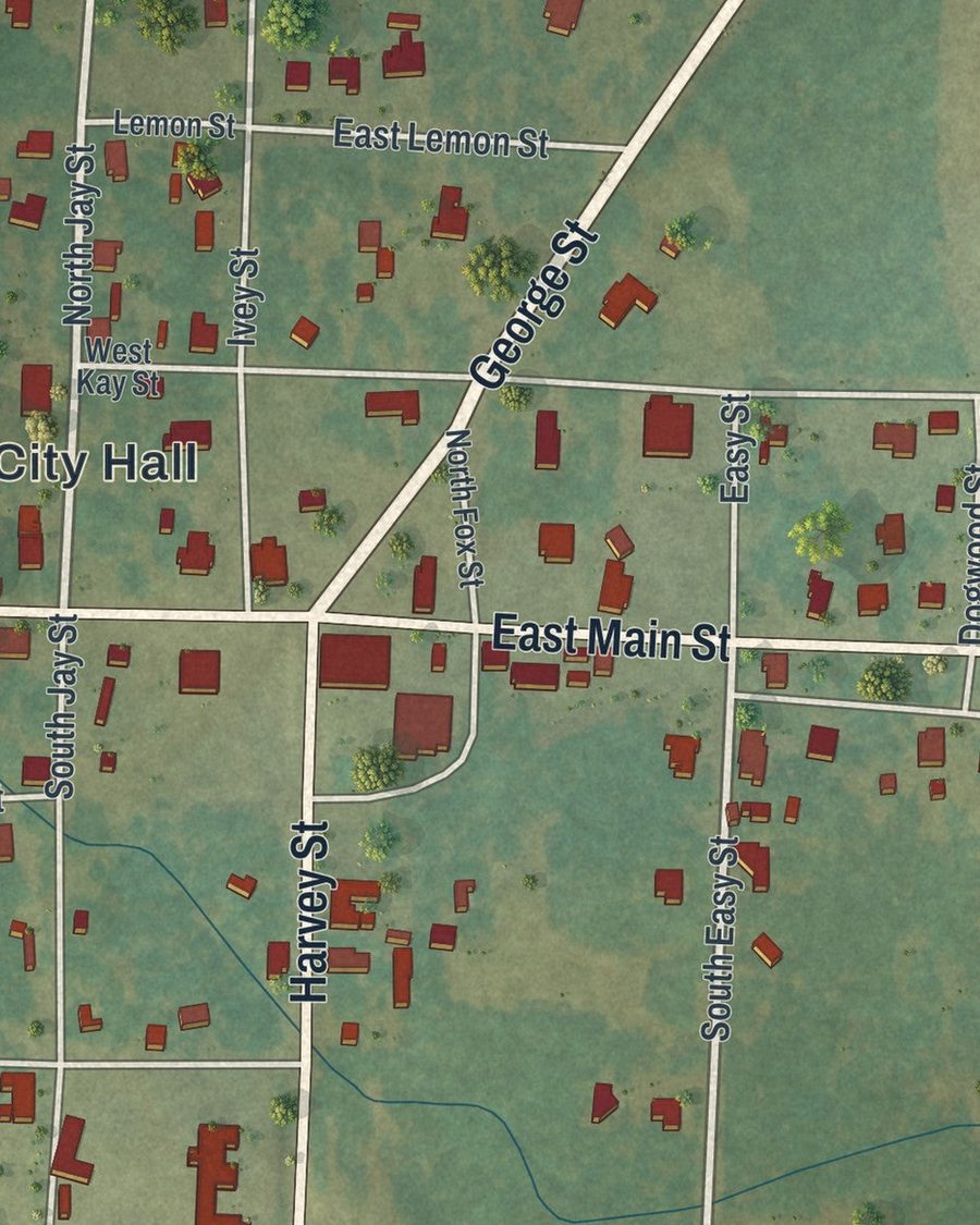 Close-up of Stapleton streets on the map