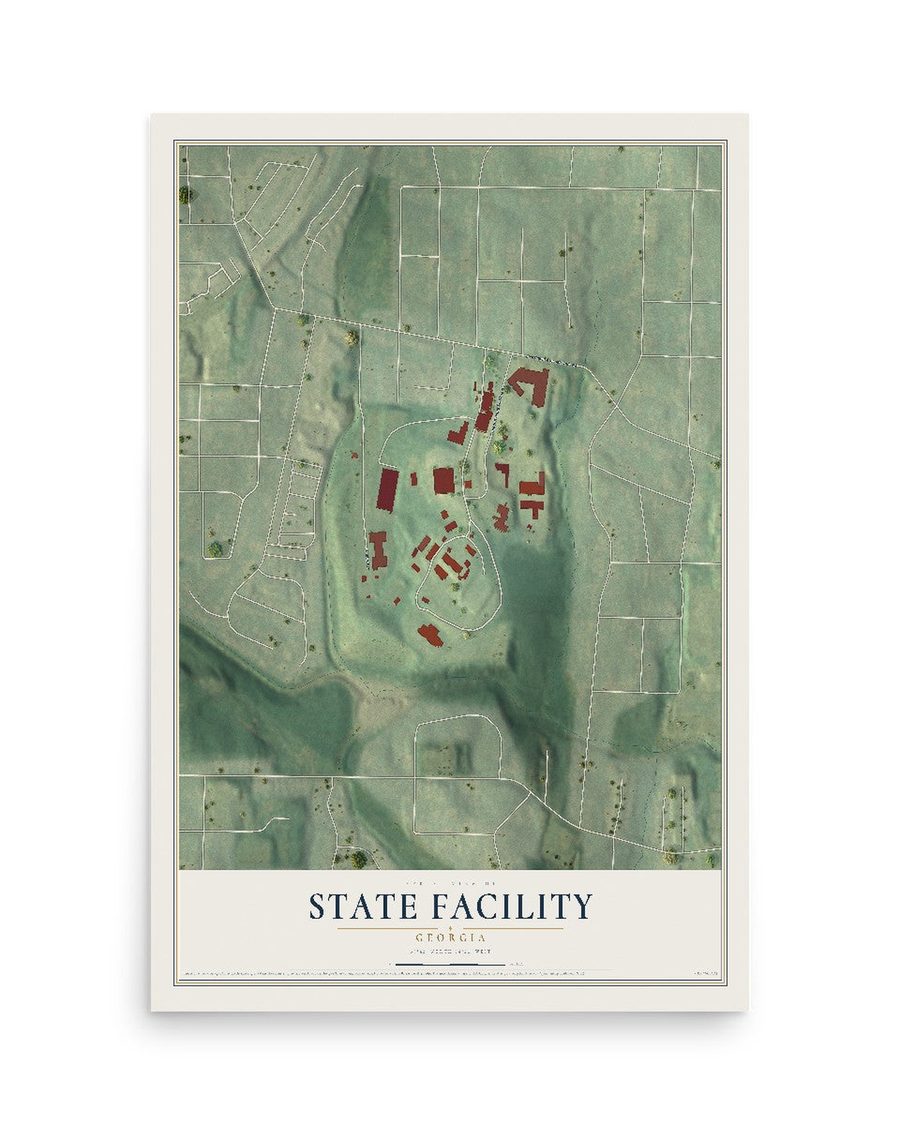 State Facility, Georgia map print, 12 x 18 in, print only