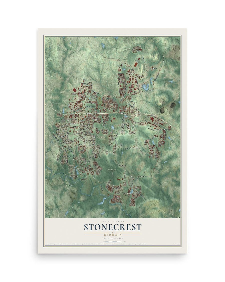 Stonecrest, Georgia map print, 12 x 18 in, print only