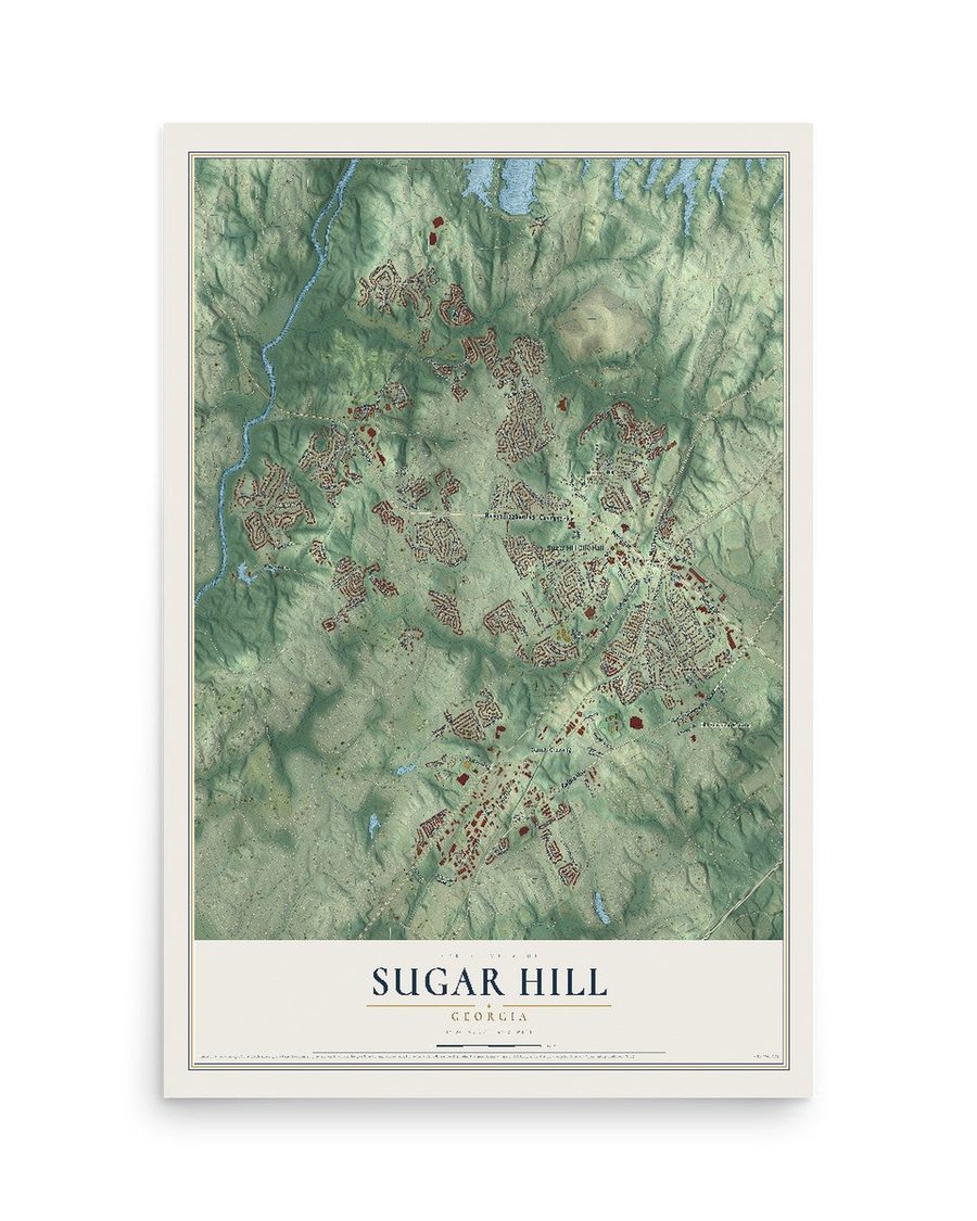 Sugar Hill, Georgia map print, 12 x 18 in, print only
