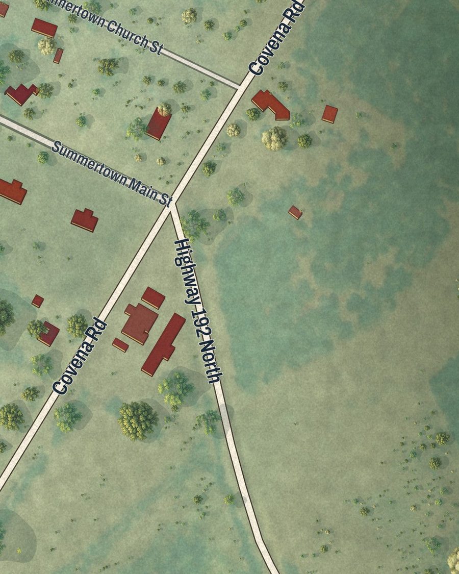Close-up of Summertown streets on the map