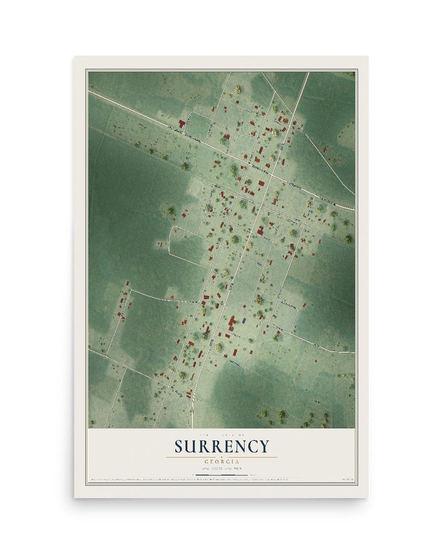 Surrency, Georgia map print, 12 x 18 in, print only