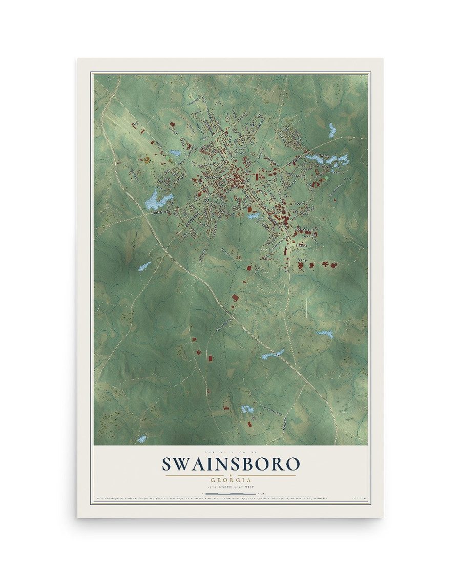 Swainsboro, Georgia map print, 12 x 18 in, print only