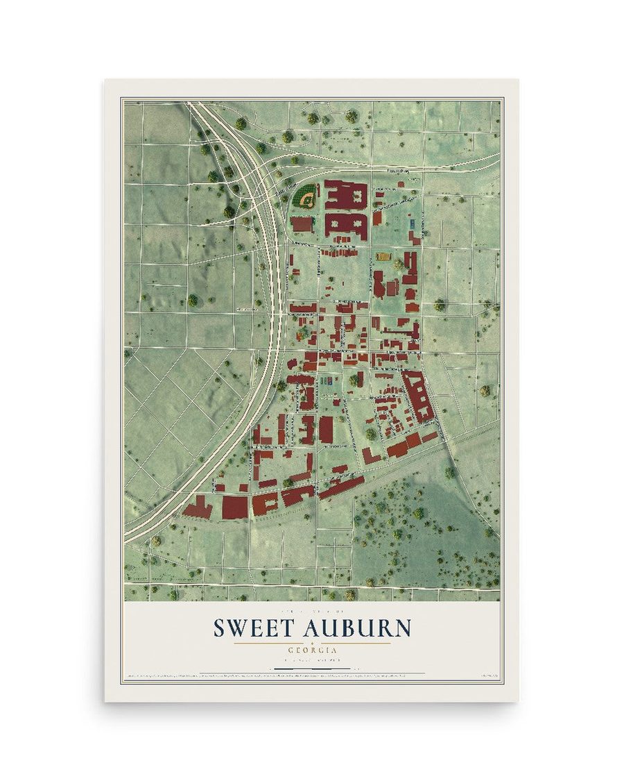Sweet Auburn, Georgia map print, 12 x 18 in, print only
