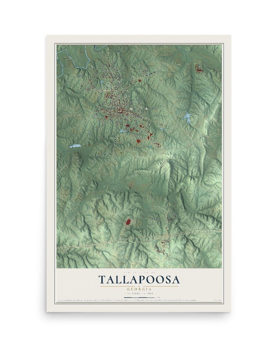 Tallapoosa, Georgia map print, 12 x 18 in, print only