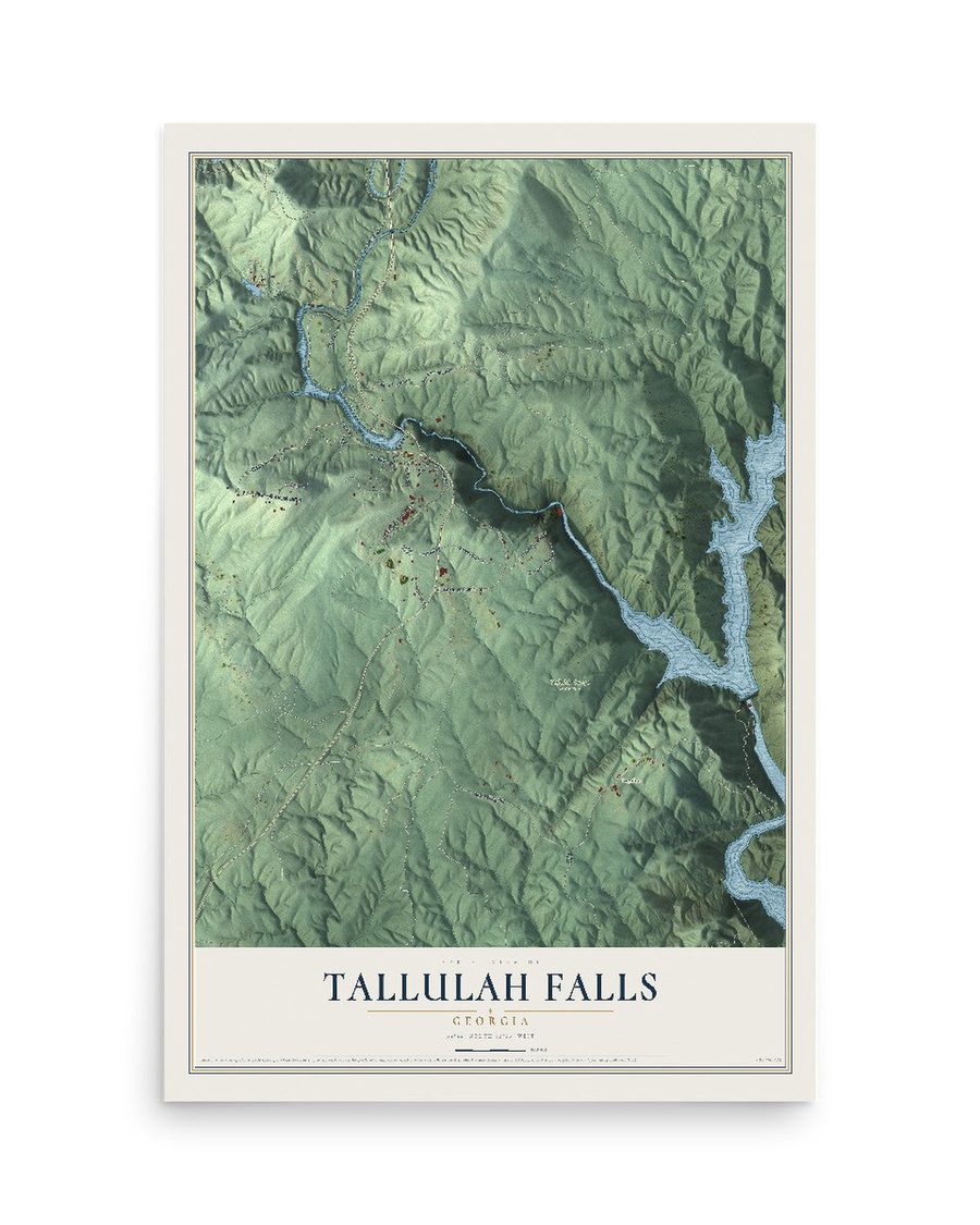 Tallulah Falls, Georgia map print, 12 x 18 in, print only