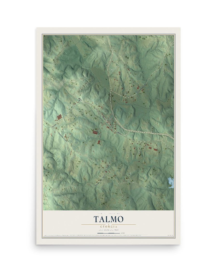 Talmo, Georgia map print, 12 x 18 in, print only