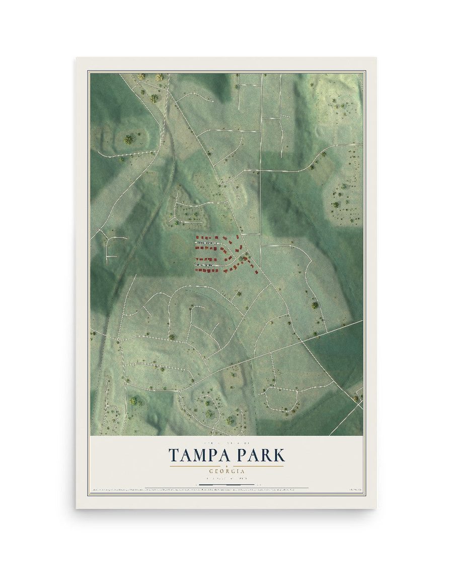 Tampa Park, Georgia map print, 12 x 18 in, print only