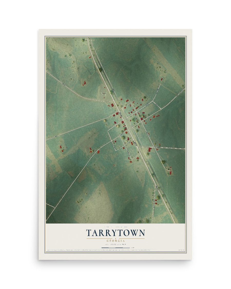 Tarrytown, Georgia map print, 12 x 18 in, print only