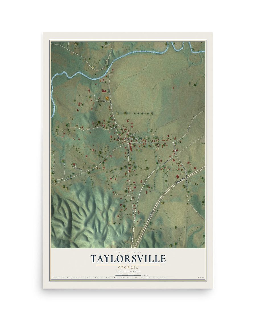 Taylorsville, Georgia map print, 12 x 18 in, print only