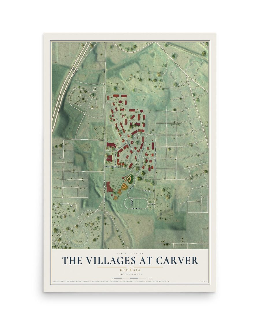 The Villages at Carver, Georgia map print, 12 x 18 in, print only