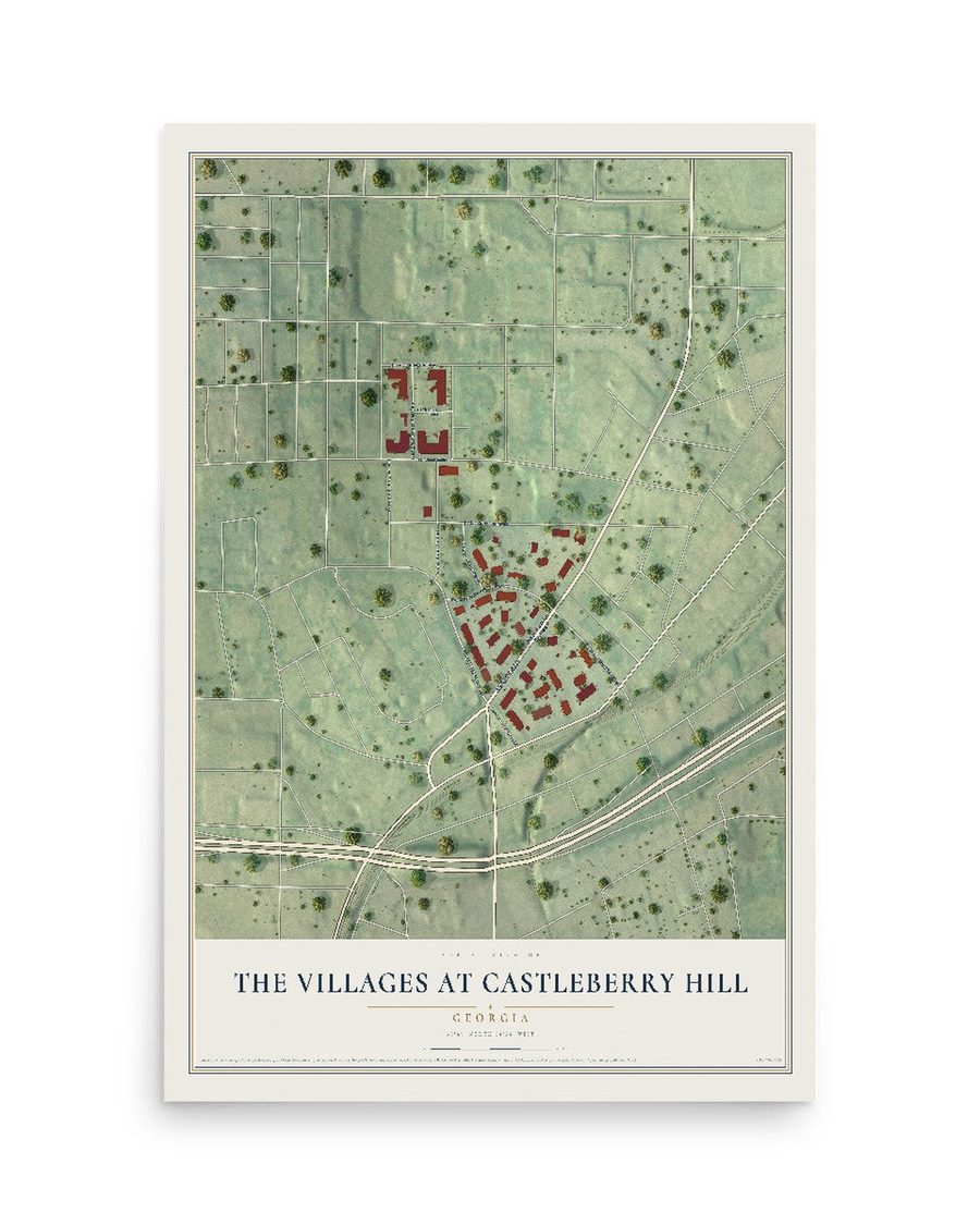 The Villages at Castleberry Hill, Georgia map print, 12 x 18 in, print only