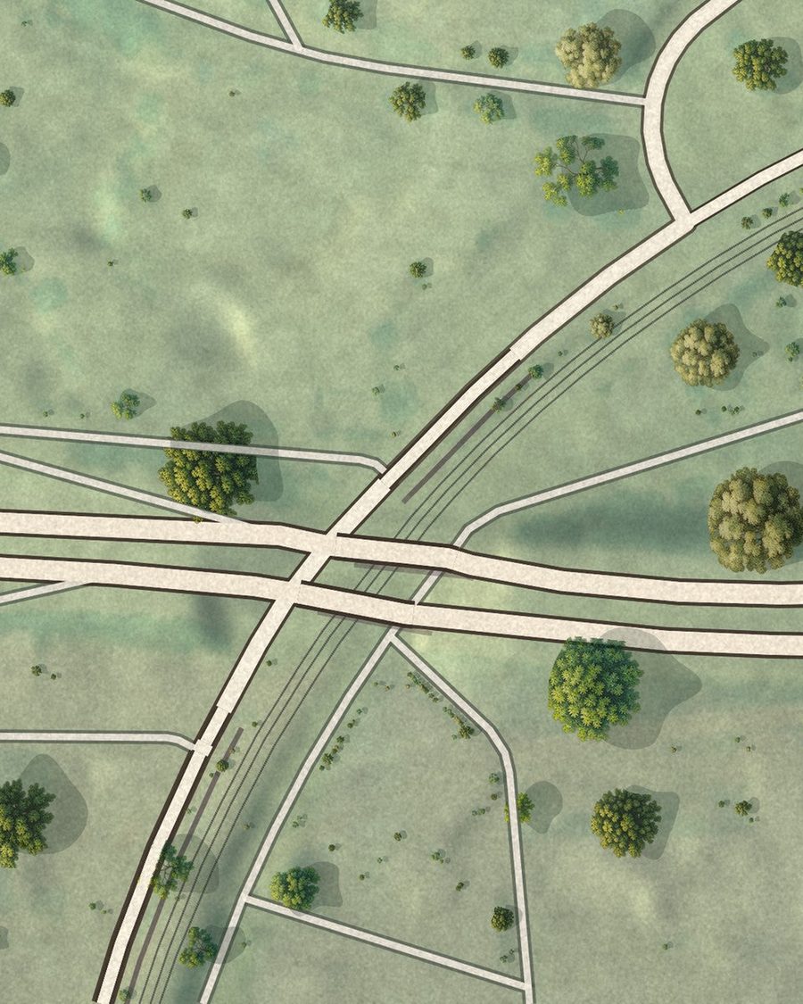Close-up of The Villages at Castleberry Hill streets on the map