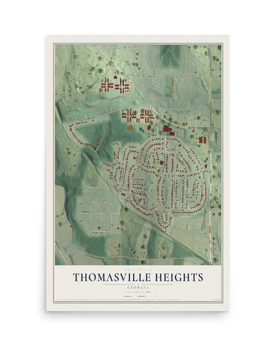 Thomasville Heights, Georgia map print, 12 x 18 in, print only