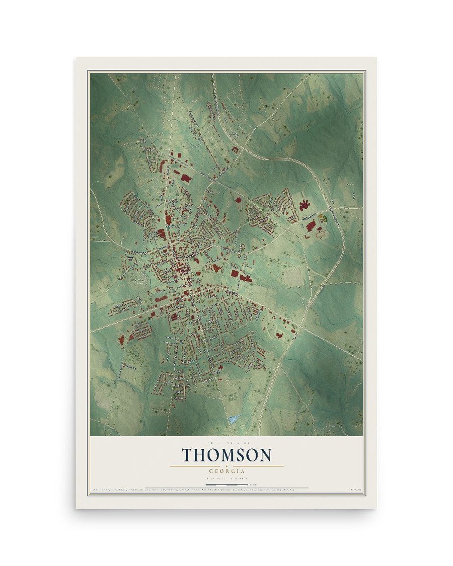 Thomson, Georgia map print, 12 x 18 in, print only