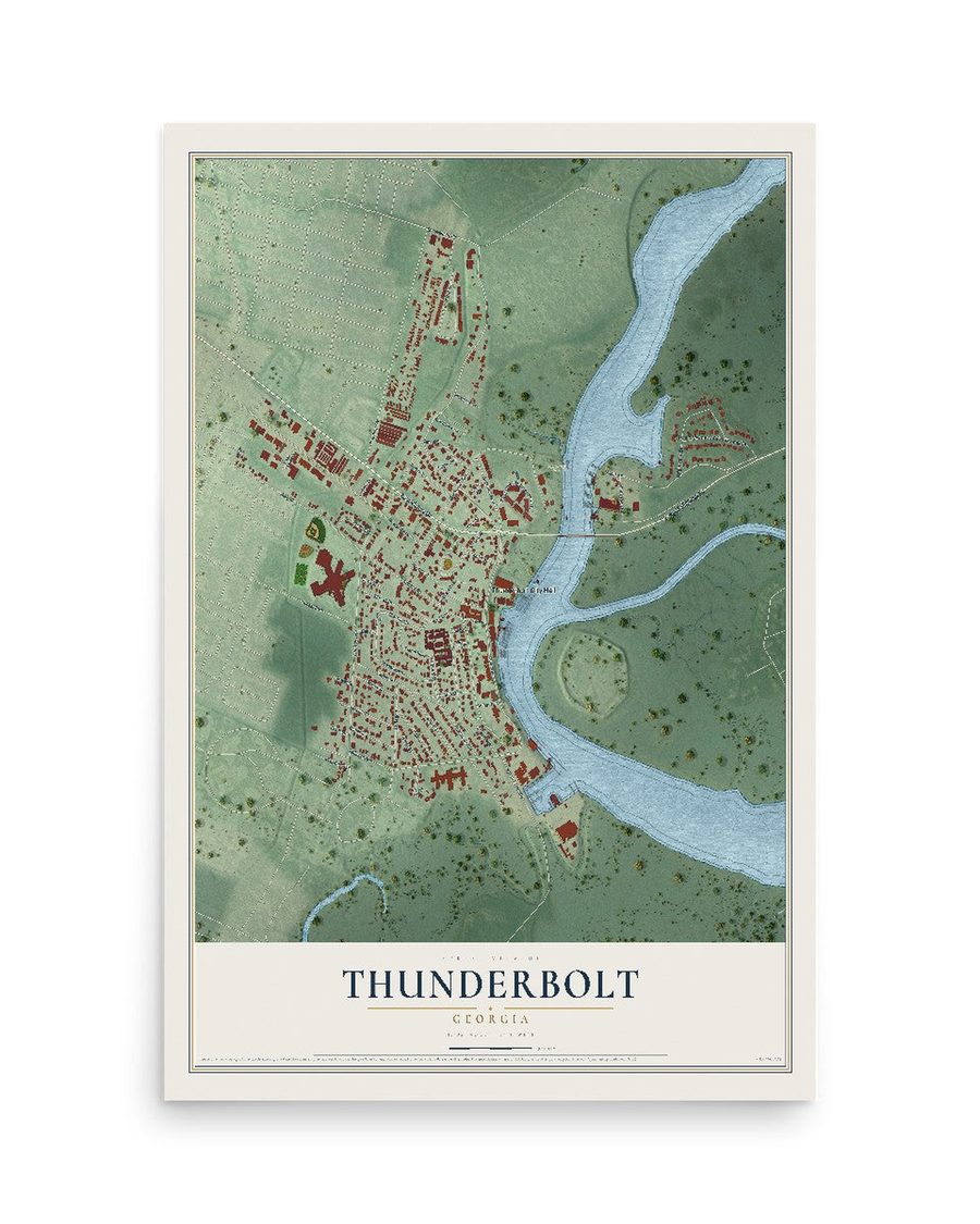 Thunderbolt, Georgia map print, 12 x 18 in, print only