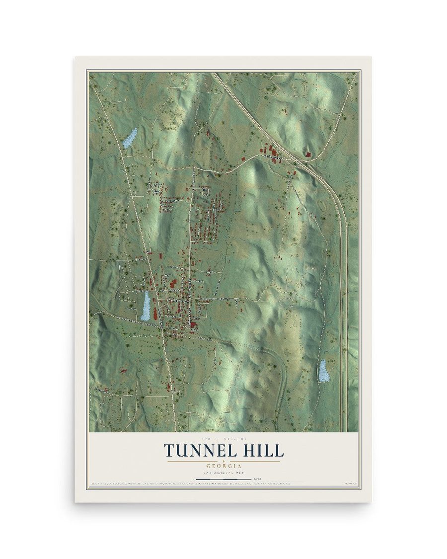 Tunnel Hill, Georgia map print, 12 x 18 in, print only