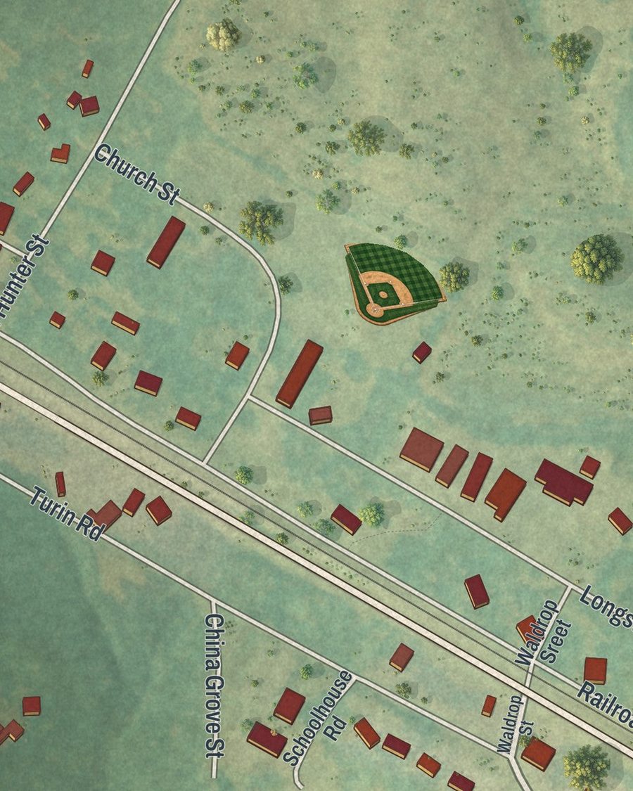 Close-up of Turin streets on the map