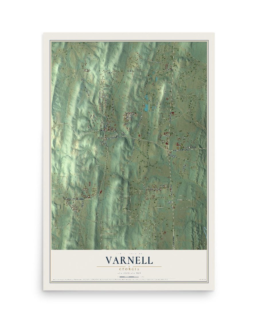 Varnell, Georgia map print, 12 x 18 in, print only