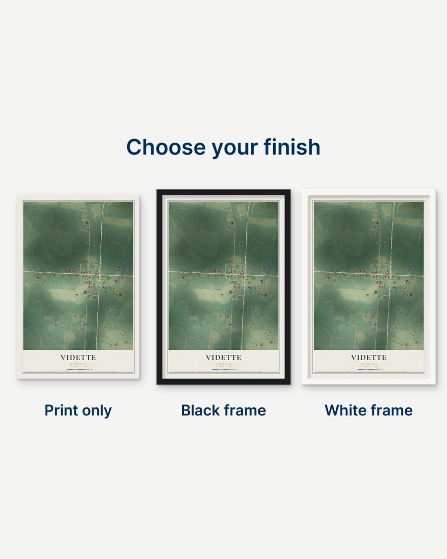 The Vidette, Georgia map as a print only, in a black frame and in a white frame