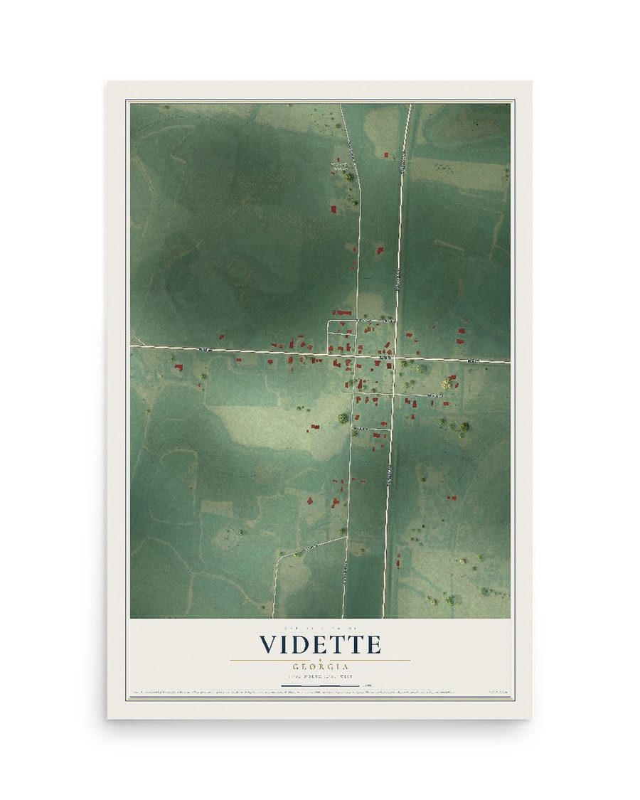 Vidette, Georgia map print, 12 x 18 in, print only