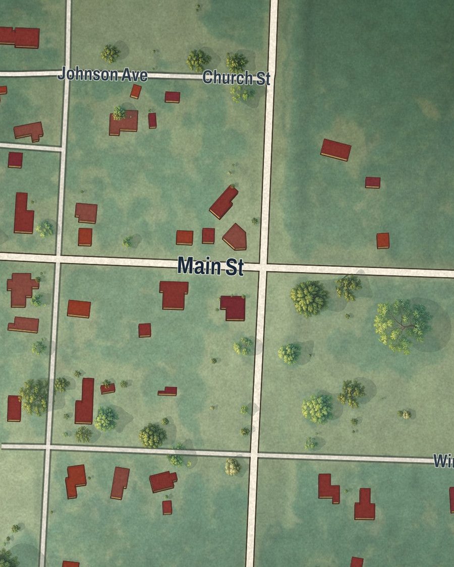 Close-up of Vidette streets on the map