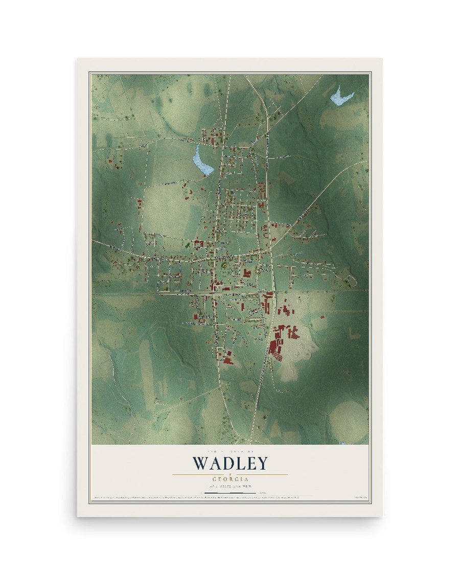 Wadley, Georgia map print, 12 x 18 in, print only