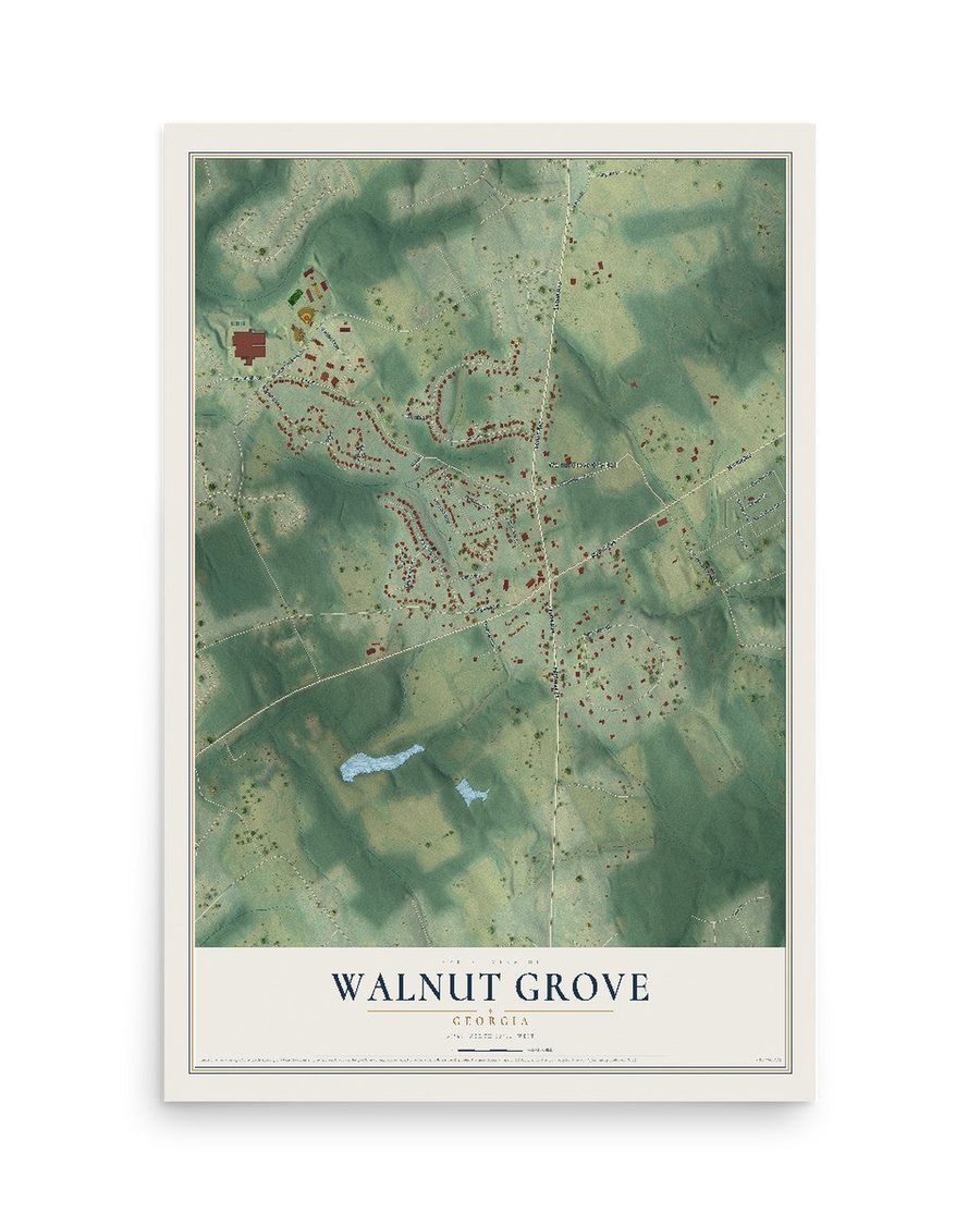 Walnut Grove, Georgia map print, 12 x 18 in, print only