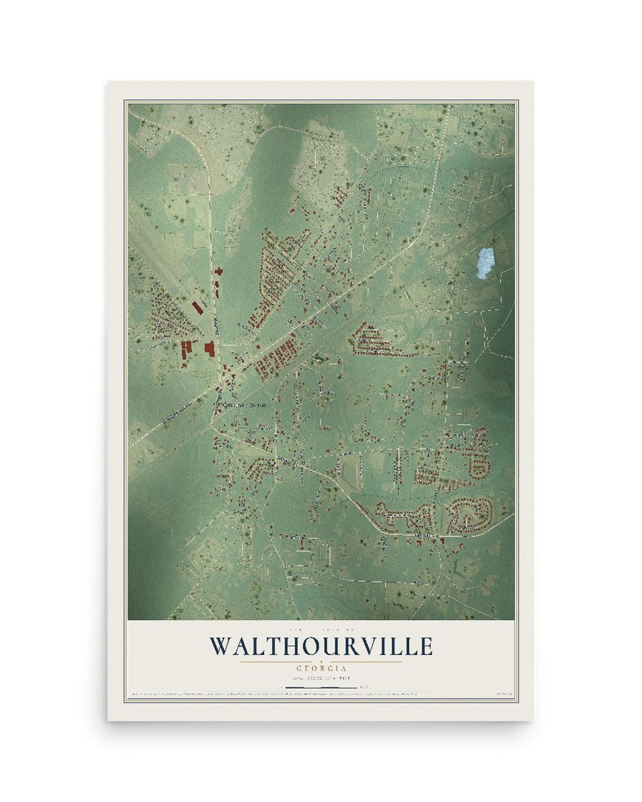 Walthourville, Georgia map print, 12 x 18 in, print only