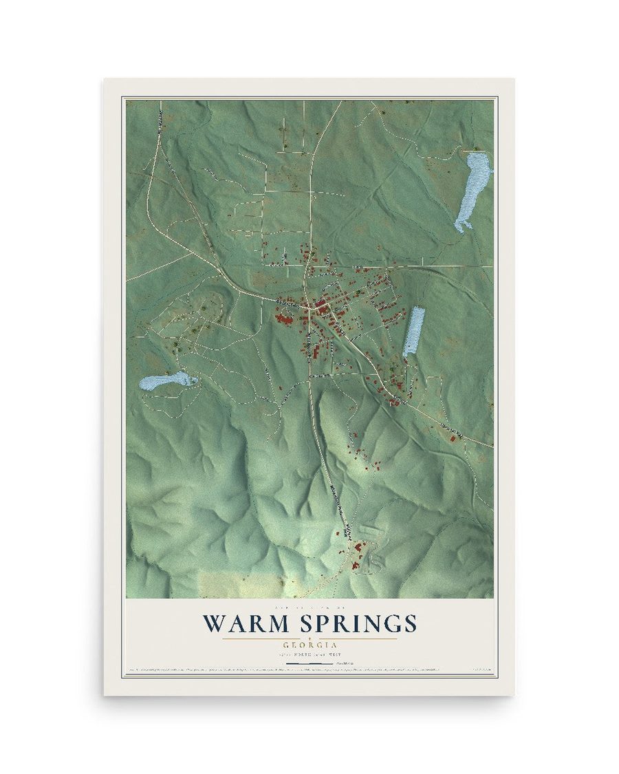 Warm Springs, Georgia map print, 12 x 18 in, print only