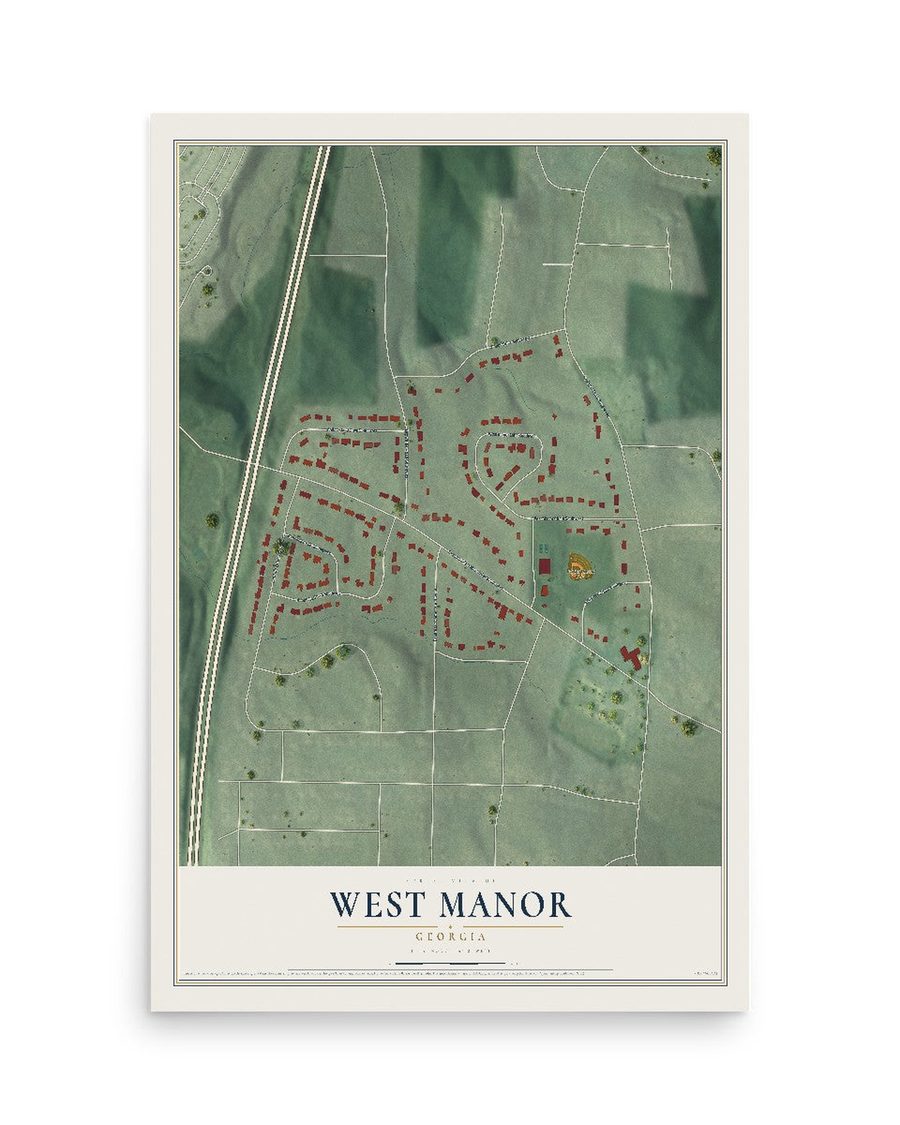 West Manor, Georgia map print, 12 x 18 in, print only
