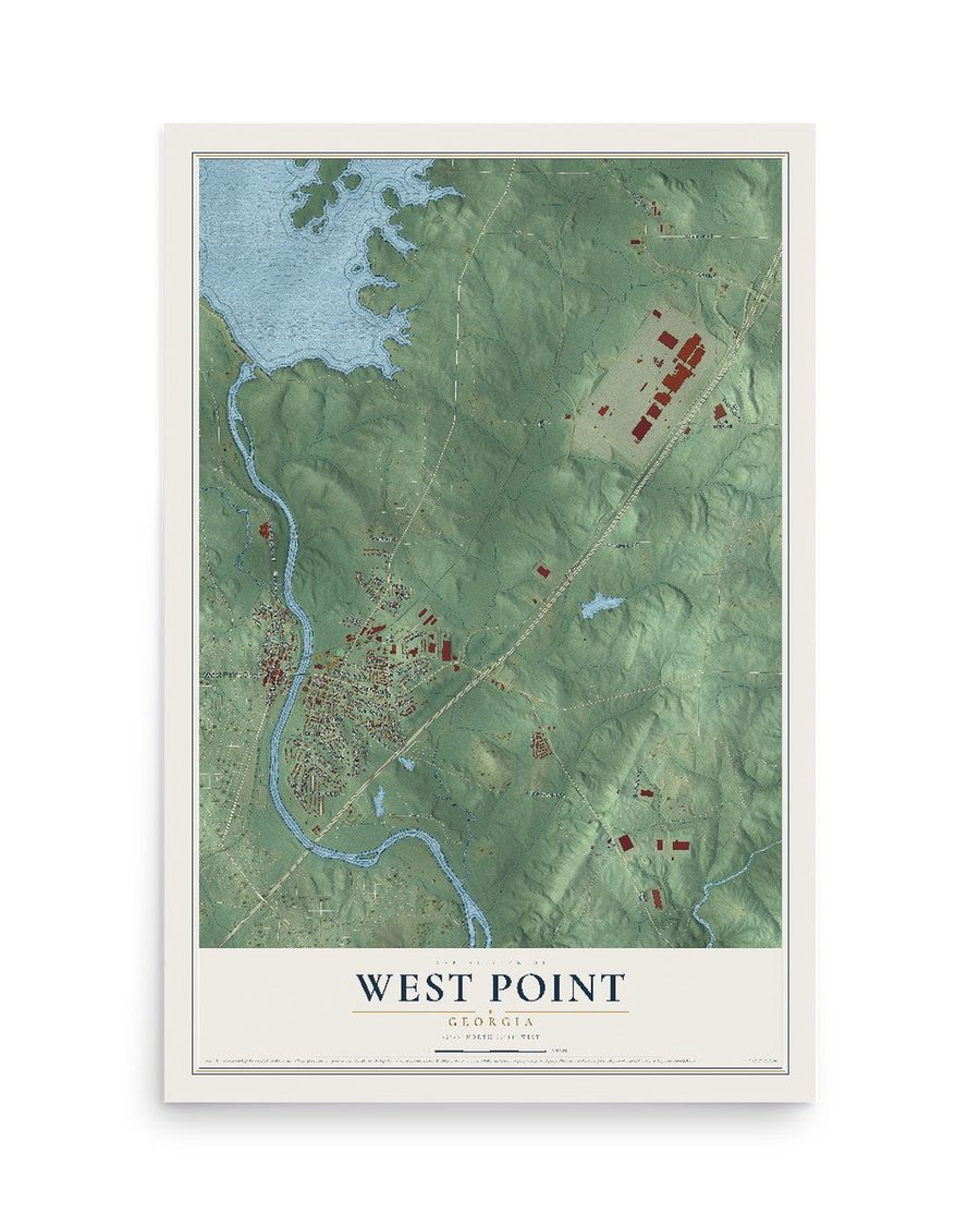 West Point, Georgia map print, 12 x 18 in, print only