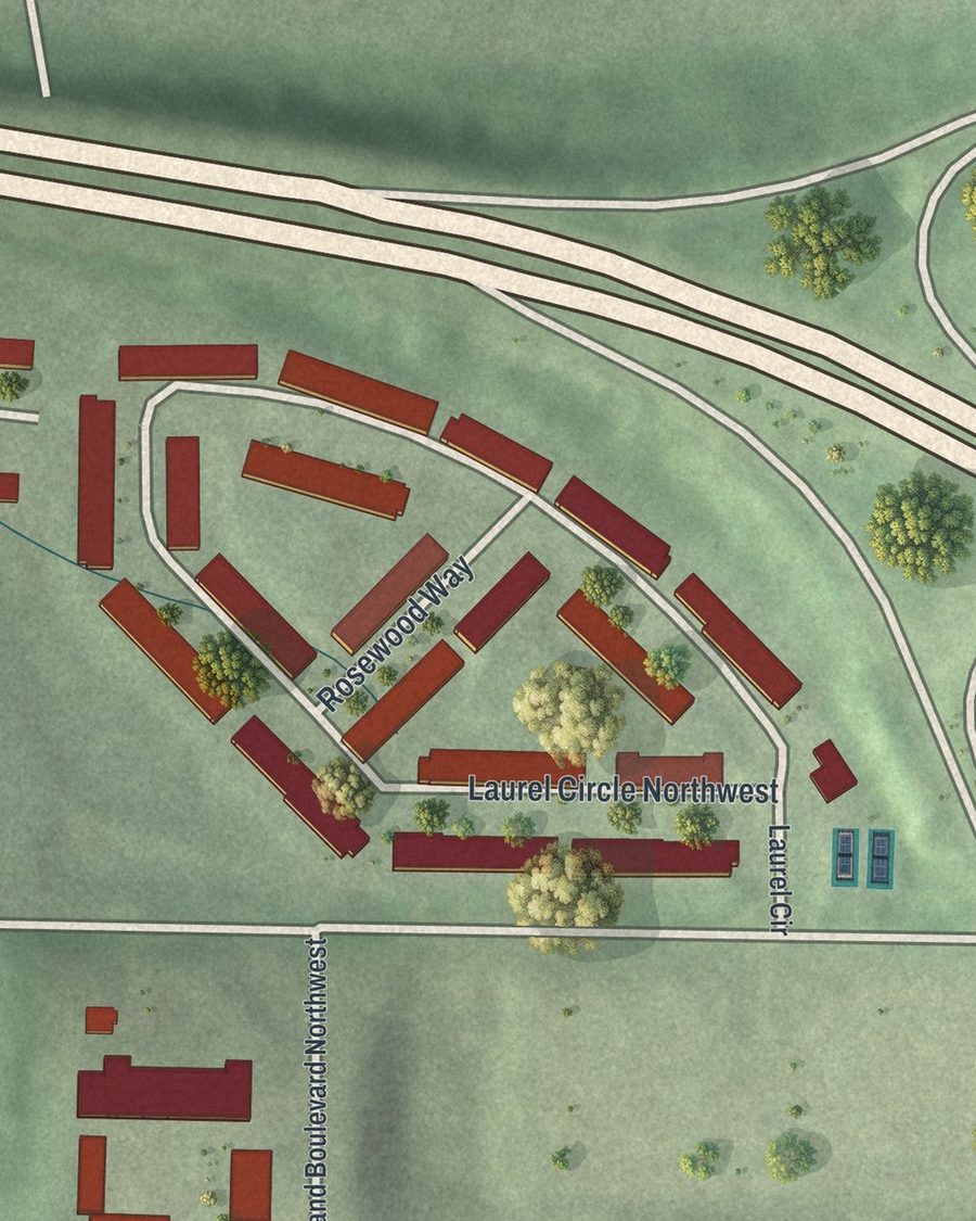 Close-up of Westhaven streets on the map