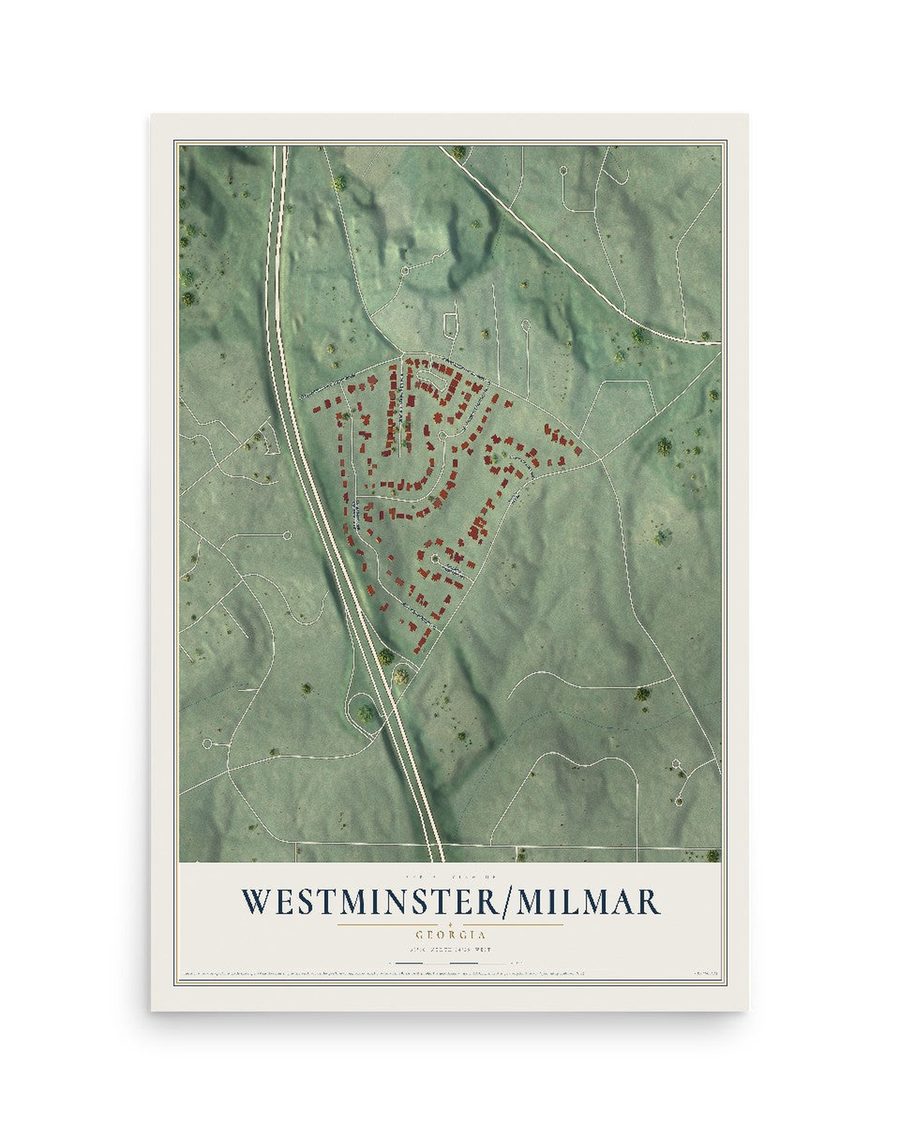 Westminster-Milmar, Georgia map print, 12 x 18 in, print only