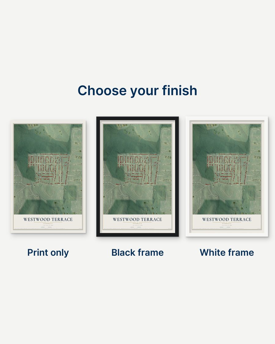 The Westwood Terrace, Georgia map as a print only, in a black frame and in a white frame