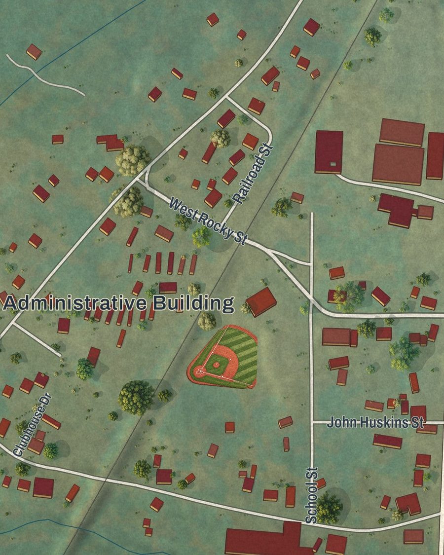 Close-up of White streets on the map