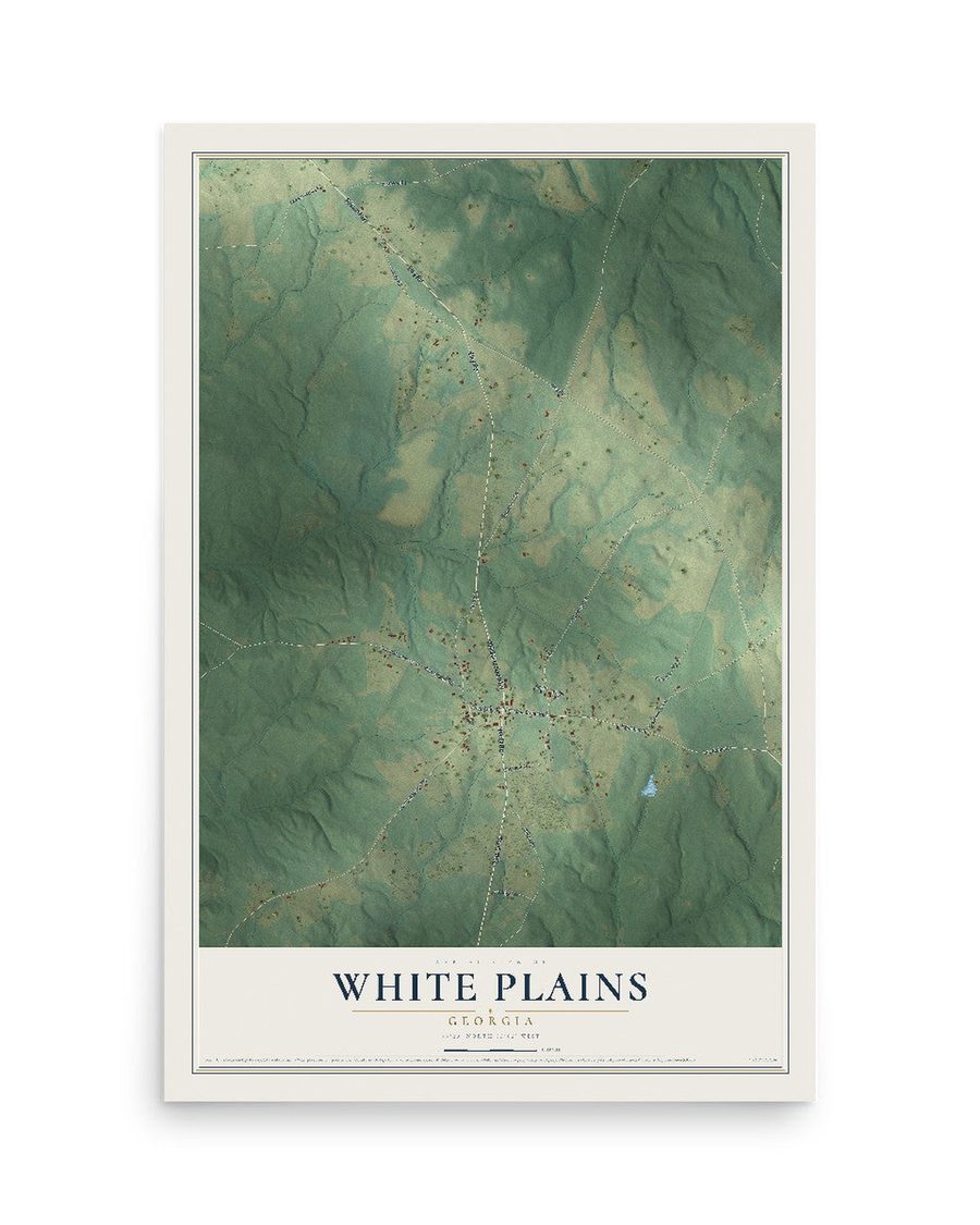White Plains, Georgia map print, 12 x 18 in, print only